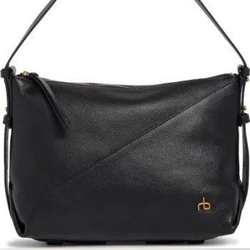NWOT rag & bone Black Pebbled Leather Hobo Shoulder Bag - Picture 3 of 9